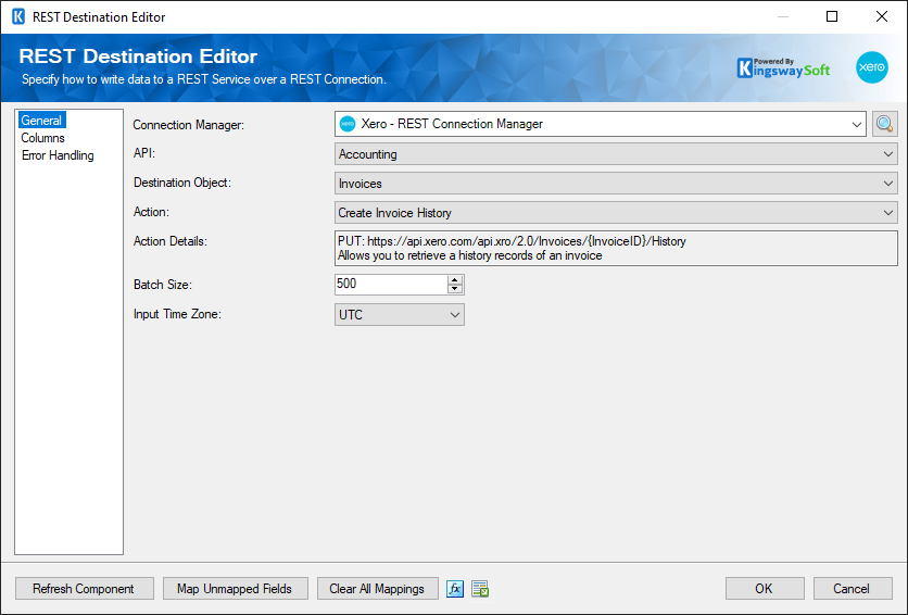 SSIS REST Xero Destination